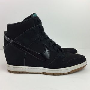 Nike Sky Hi Wedge Sneakers Black Suede 9 644877